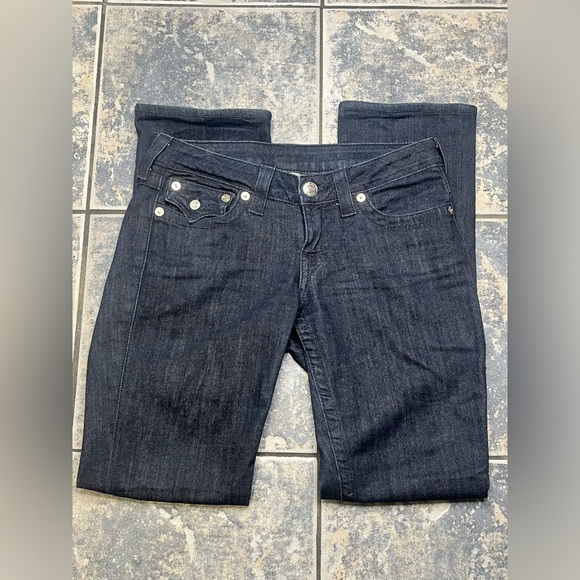 Vintage true religion made USA size 27 straight dark deep blue y2K jeans… - Picture 5 of 15